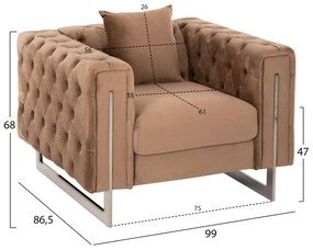 ΠΟΛΥΘΡΟΝΑ τ.CHESTERFIELD MOBAR HM3261.03 ΜΠΕΖ ΒΕΛΟΥΔΟ-ΜΕΤΑΛΛΙΚΑ ΠΟΔΙΑ 99x86,5x77Υεκ. - Βελούδο - HM3261.03