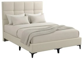 Επενδυμένο κρεβάτι Melei διπλό ύφασμα κρεμ 160x200 εκ. 162x200x125 εκ.