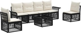 vidaXL Σετ Καναπέ Κήπου 7 pcs Μαύρο συνθετικό ρατάν