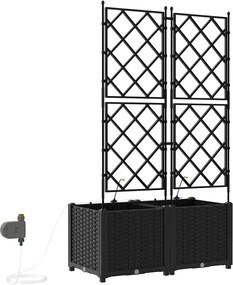 vidaXL Γλάστρα Κήπου 2 pcs Μαύρο Ατσάλι