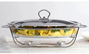 Πιατέλα σερβιρίσματος Bohmann BH 2008-30CG, 3l, Ανθεκτικό στη θερμότητα γυαλί, Καπάκι, Βάση, Inox