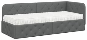 vidaXL Κρεβάτι Γωνίας με στρώμα Σκούρο Γκρι 80 x 200 cm ύφασμα