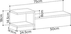 Ραφιέρα τοίχου Fork Megapap 2 τεμαχίων χρώμα ανθρακί 75x19,5x18εκ.