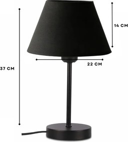 Stewehome Σετ 2 υφασμάτινων επιτραπέζιων φωτιστικών με μαύρη βάση