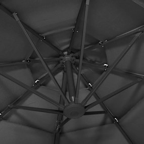 Ομπρέλα 4 Επιπέδων Ανθρακί 3 x 3 μ. με Ιστό Αλουμινίου - Ανθρακί