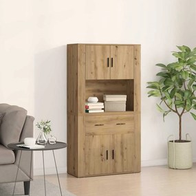 vidaXL Υψηλός Μπουφές artisan δρυς 80 x 33 x 150 εκ Επεξεργασμένο ξύλο