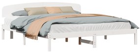 vidaXL Κρεβάτι με Κεφαλάρι Λευκό 180x200 εκ. Μασίφ Ξύλο Πεύκου