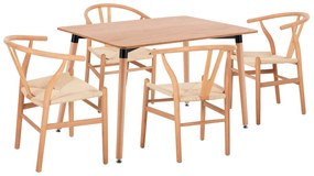 ΣΕΤ ΤΡΑΠΕΖΑΡΙΑΣ 5ΤΜΧ BRAVE HM21182 MDF TOP-ΞΥΛΟ ΟΞΙΑΣ &amp; PAPER ROPE ΣΕ ΦΥΣΙΚΟ