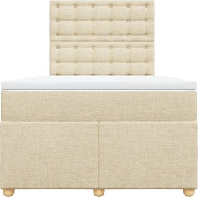 vidaXL Κρεβάτι Boxspring με Στρώμα Κρεμ 120x190 εκ. Υφασμάτινο