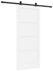vidaXL Συρόμενη Πόρτα με Σετ Εξαρτημάτων Λευκή 86x198.5 εκ Συμπαγές Ξύλο Πεύκου