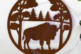 Σετ των 3 Intra απο ξύλο plywood 3mm-4mm πάχος Επιγραφή Bison Forest Wall Art, . Δίασταση 10x10 cm INTRAFABR-118173327