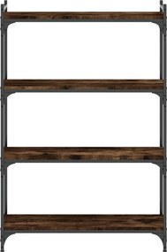 vidaXL Βιβλιοθήκη 4 Επιπέδων Καπνιστή Δρυς 80x30x120 εκ. Επεξεργ. Ξύλο