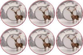 Service Plate Set (6 Pieces) Deer Winter Multicolor