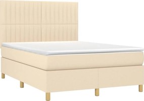 vidaXL Κρεβάτι Boxspring με Στρώμα Κρεμ 140x190 εκ. Υφασμάτινο