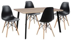 Σετ τραπεζαρίας C10346 5τμχ με Τραπέζι SONAMA 140x80x76εκ. και Καρέκλες TWIST Μαύρες