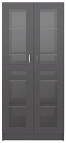 vidaXL Βιτρίνα Γυαλιστερό Γκρι 82,5 x 30,5 x 185,5 εκ. Μοριοσανίδα