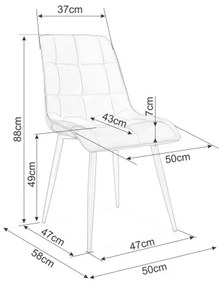 Επενδυμένη καρέκλα ύφασμια Chic 50x43x88 χρυσός/γκρι βελούδο DIOMMI CHICVZLSZ