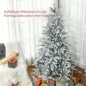 HOMCOM Χριστουγεννιάτικο Δέντρο, Τεχνητό Χιόνι &amp; Κουκουνάρια, ρεαλιστικό, πυράντοχο, μεταλλική βάση, 183 cm, Πράσινο