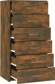 vidaXL Ντουλάπι με 6 Συρτάρια Καπνιστή Δρυς 50x34x96 εκ. Επεξεργ. Ξύλο