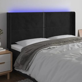 Κεφαλάρι Κρεβατιού LED Μαύρο 183x16x118/128 εκ. Βελούδινο 3123970
