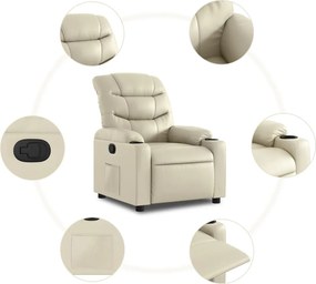 vidaXL Πολυθρόνα Ανακλινόμενη Κρεμ από Συνθετικό Δέρμα