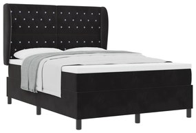 vidaXL Κρεβάτι Box Spring με Στρώμα Μαύρο 160x200 cm Βελούδο