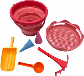 Κουβαδάκι + Φτυαράκια Παραλίας (Σετ 7τμχ) CompacToys Red