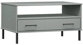 vidaXL Τραπεζάκι Σαλονιού OSLO Γκρι 85x50x45 εκ. Μασίφ Ξύλο Μετ. Πόδια