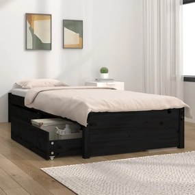 Πλαίσιο Κρεβατιού με Συρτάρια Μαύρο 90x190 εκ 3FT Single - Μαύρο
