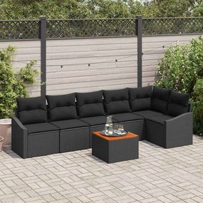 vidaXL Σετ Καναπέ Κήπου με μαξιλάρι 7 pcs Μαύρο Πολυ ράταν