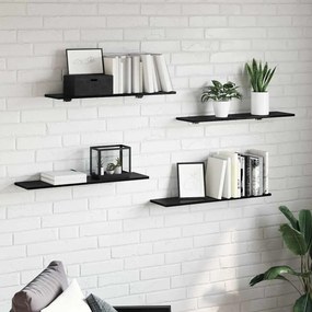 vidaXL Ράφι Βιβλίων 4 pcs Μαύρο 80 x 20 x 1,5 cm Επεξεργασμένο ξύλο