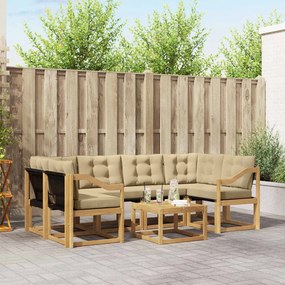 vidaXL Σειρά Καναπέ Εξωτερικού με μαξιλάρι 7 pcs Λευκό και Μπεζ