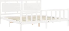vidaXL Σκελετός Κρεβ. Χωρίς Στρώμα Λευκό 200x200 εκ Μασίφ Πεύκο