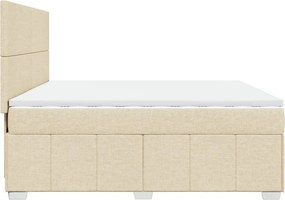 vidaXL Κρεβάτι Boxspring με Στρώμα Κρεμ 200x200 εκ. Υφασμάτινο