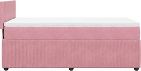 vidaXL Κρεβάτι Boxspring με Στρώμα Ροζ 100x200 εκ. Βελούδινο