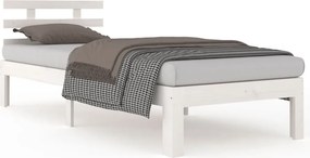vidaXL Πλαίσιο Κρεβατιού Λευκό 75x190 εκ. Μασίφ Ξύλο Small Single