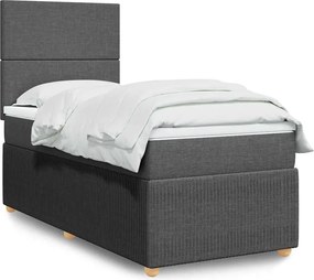 vidaXL Κρεβάτι Boxspring με Στρώμα Σκούρο Γκρι 100x200 εκ. Υφασμάτινο