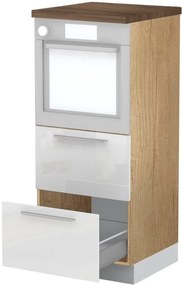 Επιδαπέδιο ντουλάπι φούρνου ψηλό Raval K14-60-2MB-Φυσικό - Λευκό γυαλιστερό - 60.00Χ60.00Χ148.00cm