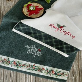 Πετσέτες Χριστουγεννιάτικες Merry &amp; Bright (Σετ 2τμχ) Green-Ecru Nima Σετ Πετσέτες 30x50cm