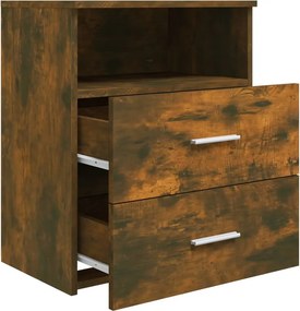 vidaXL Κομοδίνα 2 τεμ. Καπνιστή Δρυς 50 x 32 x 60 εκ.
