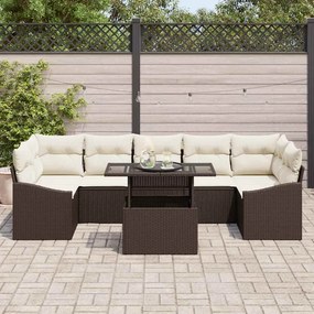 vidaXL Σετ Καναπέ Κήπου 8 pcs Καφέ και κρεμ συνθετικό ρατάν