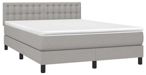 vidaXL Κρεβάτι Boxspring με Στρώμα &amp; LED Αν.Γκρι 140x190εκ. Υφασμάτινο