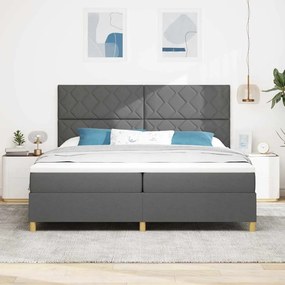 vidaXL LED Κρεβάτι με βάθρο Σκούρο Γκρι 200 x 200 cm ύφασμα