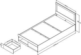 Κρεβάτι Olympus pakoworld με συρτάρι σε λευκή απόχρωση 100x200εκ