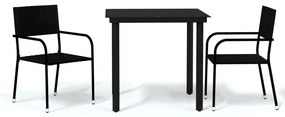 vidaXL Σετ Τραπεζαρίας Κήπου 3 Τεμαχίων Μαύρο