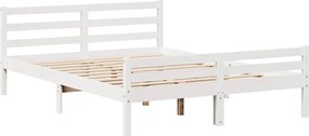 vidaXL Σκελετός Κρεβ. Χωρίς Στρώμα Λευκό 135x190 εκ Μασίφ Πεύκο