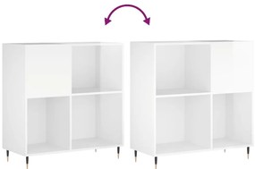 vidaXL Δισκοθήκη Γυαλιστερή Λευκή 84,5 x 38x 89 εκ. από Επεξεργ. Ξύλο