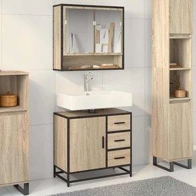 vidaXL Ντουλάπι Νιπτήρα Μπάνιου Sonoma Δρυς 65x33x60 εκ. Επεξ. Ξύλο