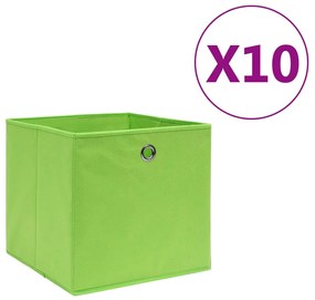 vidaXL Κουτιά Αποθήκευσης 10 τεμ. Πράσινα 28x28x28εκ. Ύφασμα Non-woven