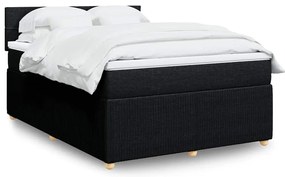 vidaXL Κρεβάτι Boxspring με Στρώμα Μαύρο 140x190 εκ. Υφασμάτινο